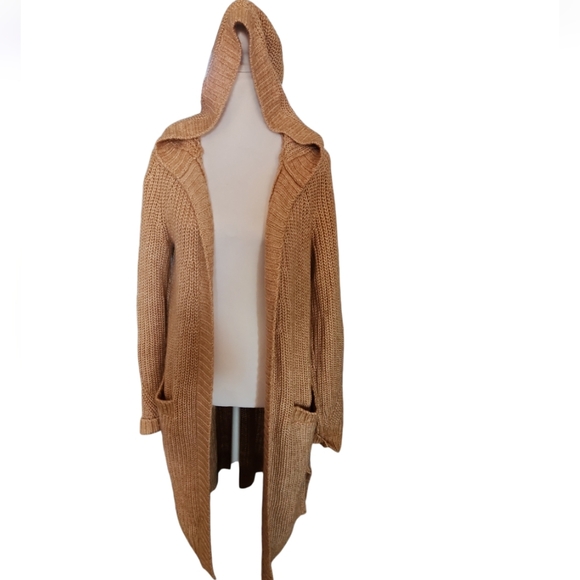 Lou & Grey for LOFT Hooded Cardigan Sweater Brown Size: Medium Preppy Knit - Picture 7 of 7